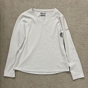 Columbia White V-Neck Long Sleeve Top